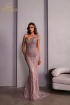 251GL4315 Asymmetrical Sleeveless Rose Gold Trumpet Pageant Dress