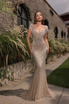 251GL4345 Sweetheart Sleeveless Silver Nude Sheath Dress