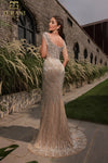 251GL4345 Sweetheart Sleeveless Silver Nude Sheath Dress