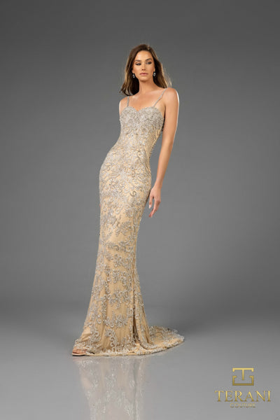 251GL4346 Sweetheart Tulle Silver Nude Sheath Pageant Dress