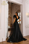 251GL4357 V-neck Puff Sleeves Beaded Tulle Sheath Pageant Dress