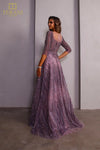 251M4409 Illussion Neck Beaded Tulle Long Sleeves Ballgown