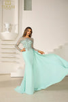 251M4420 Illusion Neck Full Sleeves sheath Long Dress