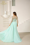 251M4420 Illusion Neck Full Sleeves sheath Long Dress