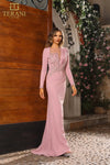 251M4422 Asymmetrical Full Sleeves Sheath Long Dress
