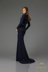 251M4422 Asymmetrical Full Sleeves Sheath Long Dress