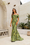 251M4434 Off The Shoulder Cap Sleeves Sheath Long Dress
