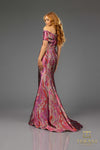 251M4434 Off The Shoulder Cap Sleeves Sheath Long Dress