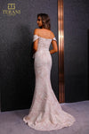 251M4435 Sheath Off The Shoulder Cap Sleeves Jacquard Long Dress