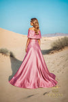 251M4441 Matte Satin A-line One Shoulder Long Dress