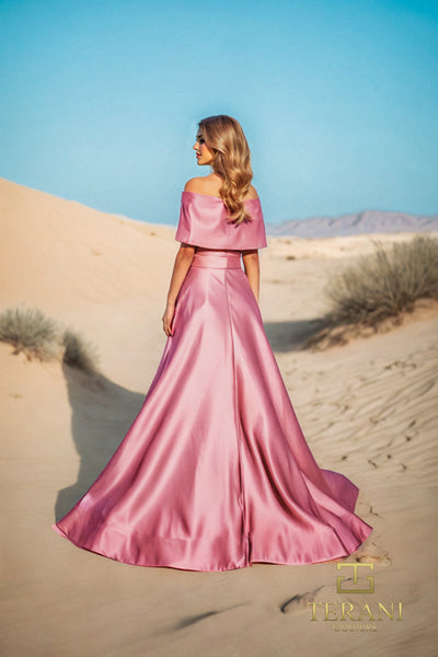 251M4441 Matte Satin A-line One Shoulder Long Dress