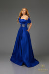 251M4441 Matte Satin A-line One Shoulder Long Dress