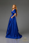 251M4441 Matte Satin A-line One Shoulder Long Dress