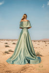 251M4441 Matte Satin A-line One Shoulder Long Dress