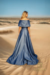 251M4441 Matte Satin A-line One Shoulder Long Dress