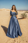251M4441 Matte Satin A-line One Shoulder Long Dress