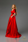 251M4441 Matte Satin A-line One Shoulder Long Dress