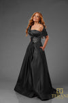 251M4441 Matte Satin A-line One Shoulder Long Dress