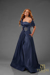 251M4441 Matte Satin A-line One Shoulder Long Dress