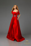 251M4441 Matte Satin A-line One Shoulder Long Dress