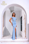 251M4444 Off The Shoulder Stretch Crepe Long Fit And Flare Dress