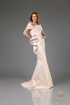 251M4448 Off The Shoulder Metallic Jacquard Long Trumpet Dress