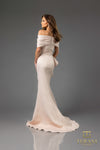 251M4448 Off The Shoulder Metallic Jacquard Long Trumpet Dress
