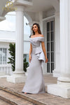 251M4452 Off The Shoulder Mikado Long Trumpet Dress