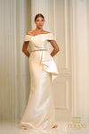 251M4452 Off The Shoulder Mikado Long Trumpet Dress