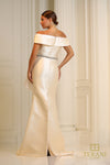 251M4452 Off The Shoulder Mikado Long Trumpet Dress