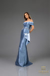 251M4452 Off The Shoulder Mikado Long Trumpet Dress