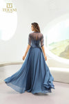 251M4563 Illussion Neck Chiffon Long A-line Dress