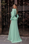 251M4572 V-neck Full Sleeves Long Sheath Dress