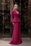 251M4572 V-neck Full Sleeves Long Sheath Dress
