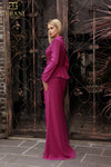 251M4572 V-neck Full Sleeves Long Sheath Dress