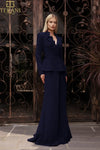 251M4572 V-neck Full Sleeves Long Sheath Dress