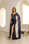 251M4580 Bodycon Off The Shoulder Side Slit Long Dress