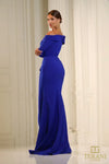 251M4610 Royal Blue Sheath Asymmetrical Full Sleeves Long Dress
