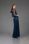 251M4613 V-neck Sequin Long A-line Dress