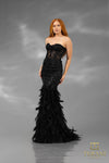 251P4002 Bodycon Strapless Embroidered Prom Dress
