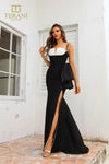 251P4006 Asymmetrical Side Slit Stretch Mikado Long