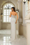 251P4030 Strapless Beaded Tulle Bodycon High Slit Dress