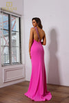251P4036 Asymmetrical Sleeveless Crepe Fit And Flare Prom Dress