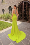 251P4036 Asymmetrical Sleeveless Crepe Fit And Flare Prom Dress