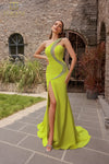 251P4036 Asymmetrical Sleeveless Crepe Fit And Flare Prom Dress