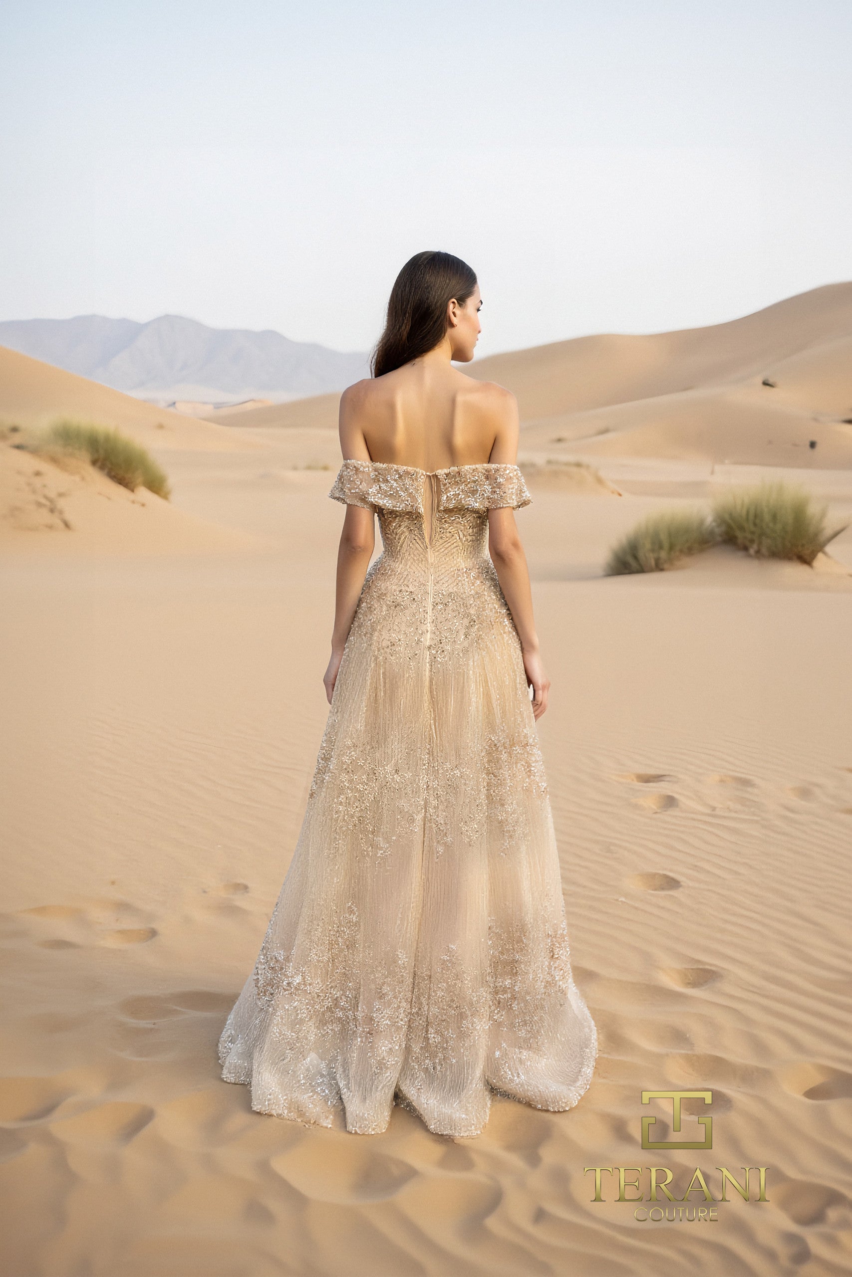 251P4041 Off-Shoulder straps BEADED TULLE BALLGOWN PROM Dress