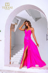 251P4055 Strapless Stretch Metallic Fit And Flare Long Prom Dress