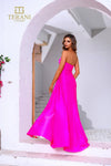 251P4055 Strapless Stretch Metallic Fit And Flare Long Prom Dress