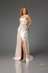 251P4061 Stretch Mikado Front Slit Strapless A-Line Dress