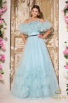 251P4090 Straight Neckline Sleeveless Tulle Ballgown
